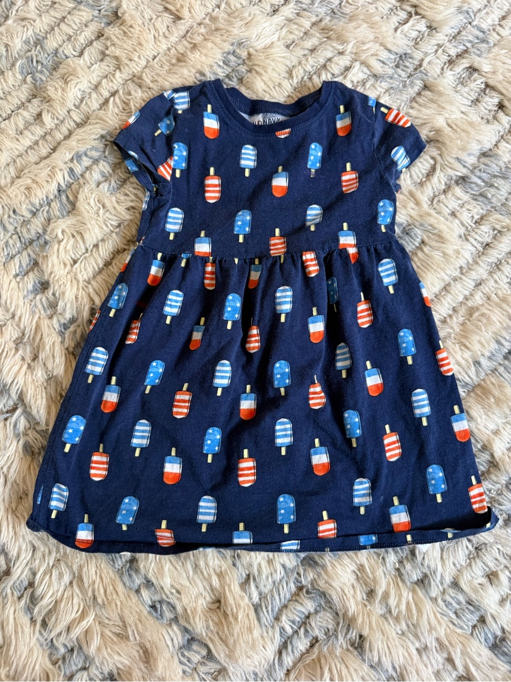 Old Navy Fourth of July Navy Blue Popsicle Print Short Sleeve Dress